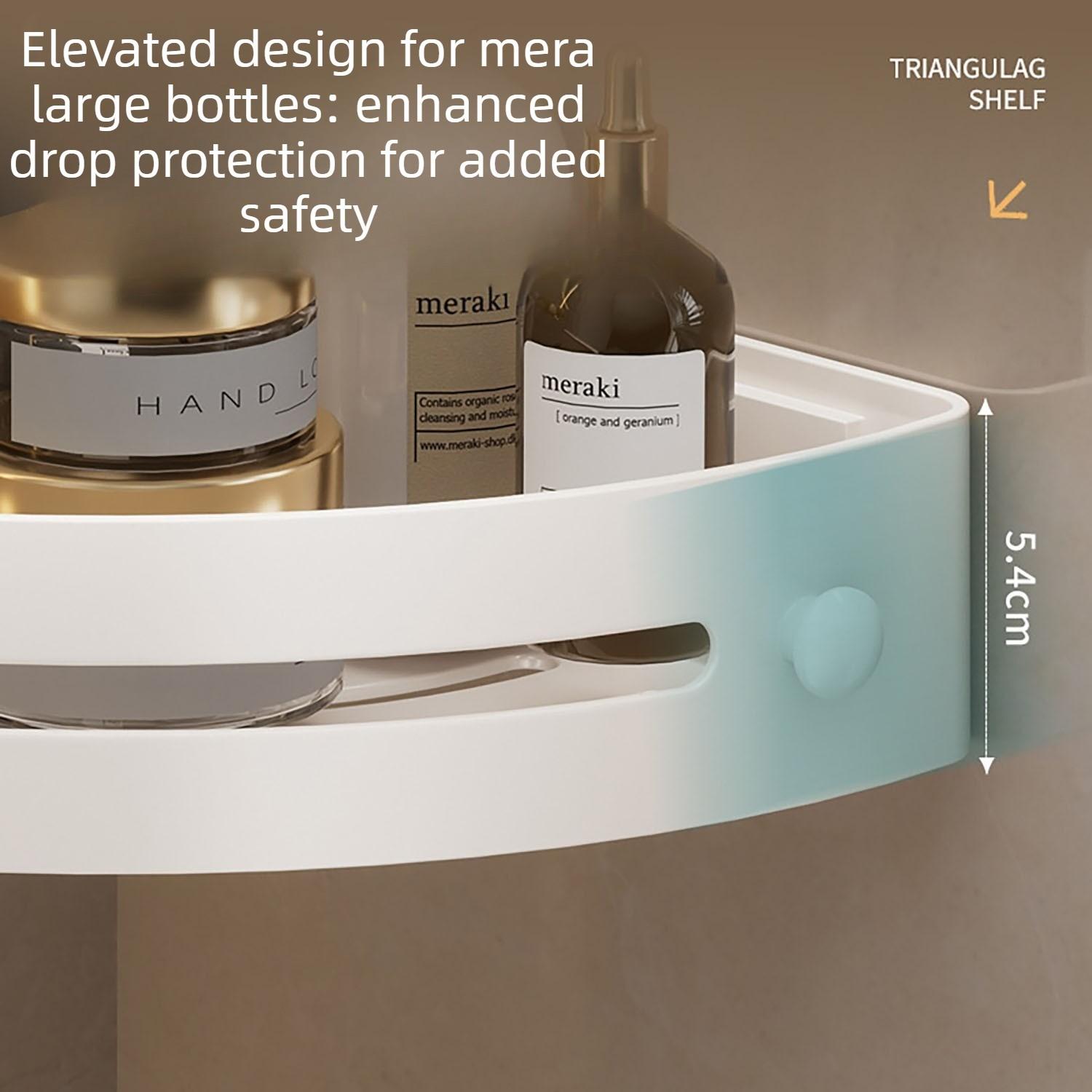 Corner Shower Rack, No-Drill Suction Cup Corner Shelf, Rustproof Abs Plastic Wall-Mounted Bathroom Organizer, Space-Saving Shower Caddy