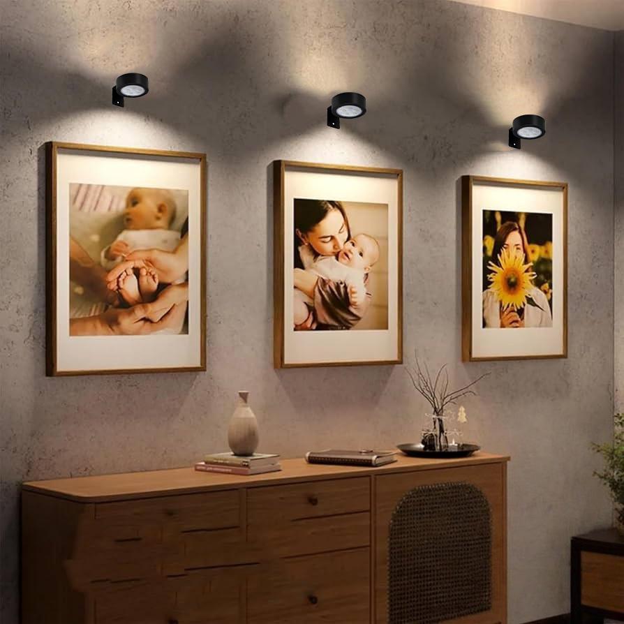 LED Wireless Picture Light with Timer, Adjustable Leds, Adjustable Brightness Art Display Lamp, Home Decoration Lamp, 3 Lighting Modes for Portraits, Wall Decor, Art Frames, Decorative Lighting