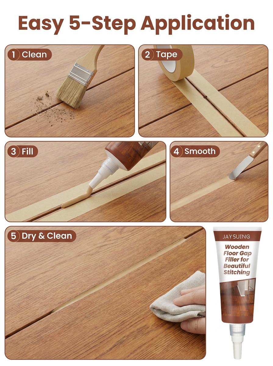 JAYSUING Wood Floor Gap Filler 100g, Water-Based Wooden Floor Repair Sealant, Anti-Dust Gap Filling Paste for Wood Floor Gaps