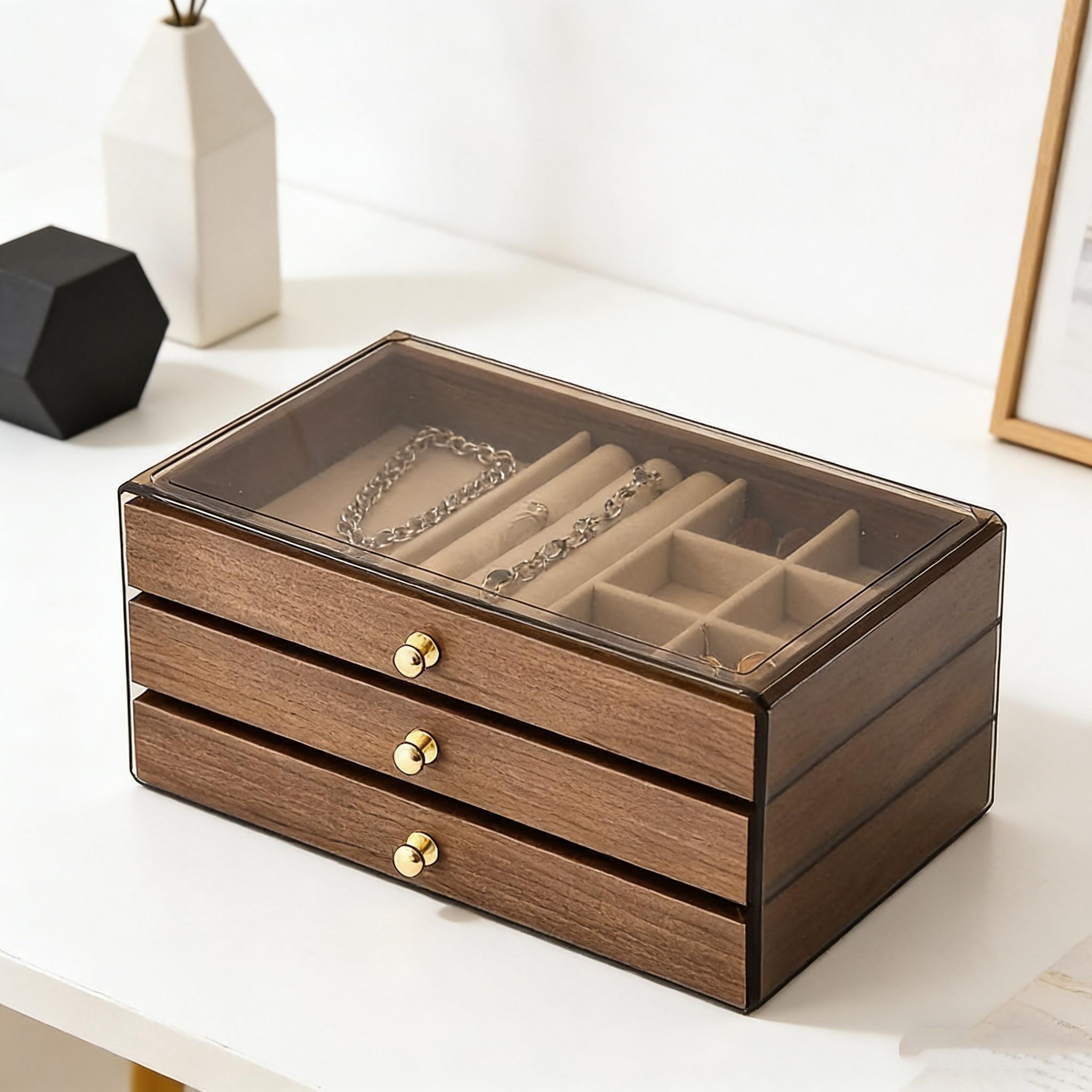 Jewelry Storage Box Organizer, Earring Necklace Ring Holder Display Case, Durable Jewelry Organizing Solution for Women & Girls