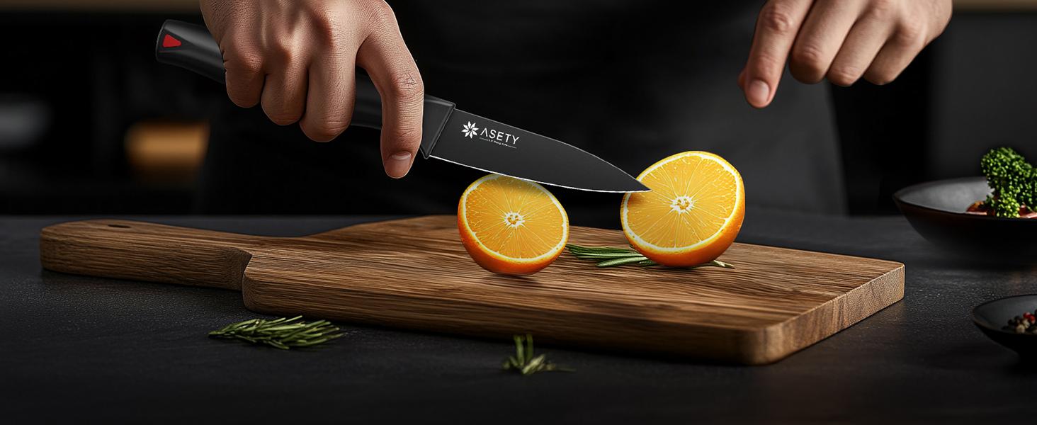 ASETY Knife Set with Block, 15 PCS Kitchen knife Set with Bulti-in Sharpener Block, High Carbon Stainless Steel Sharp Knives Block Set NSF Food Safe Dishwasher Safe Knife for professional kitchen knives Steak meat boning knives mystery box gifts for men