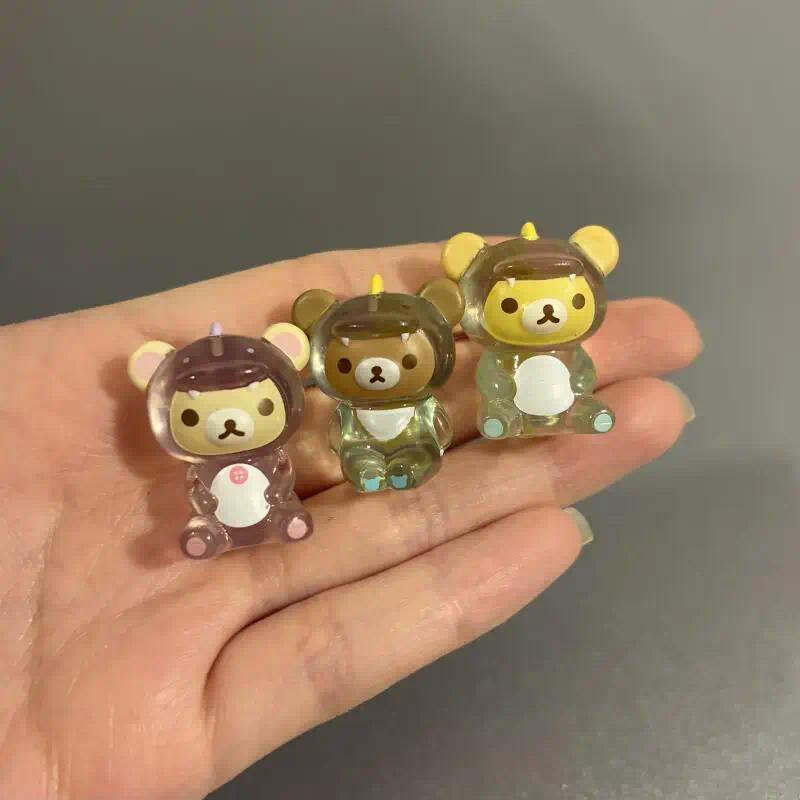 Rilakkuma Cross-Dressing Dinosaur Q-Version Transparent PVC Collectible Figurine, Desktop Decoration, Car Toy Pendant, Collectibles