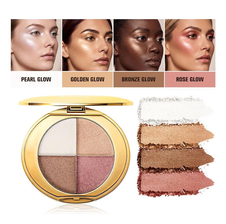 Four-Color Eye & Cheek Multi-Use Palette, Highlighting and Contouring, Versatile Makeup Tool, Enhance Your Look Effortlessly