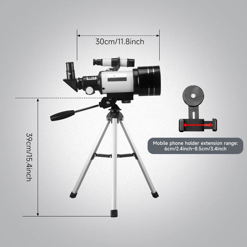 70mm Aperture 300mm Focal Length 150X Astronomical Telescope, Perfect for Science Education & Nature Exploration, Ideal Holiday Gift for Family and Friends
