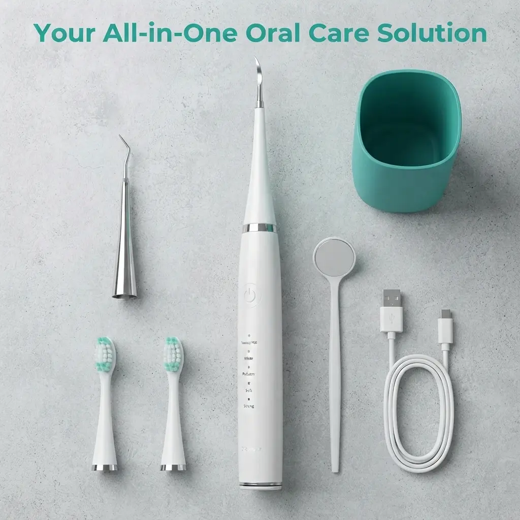Ultrasonic Teeth Cleaner|Waterproof USB Rechargeable Plaque Tartar Remover, Home Oral Care Kit for Adults