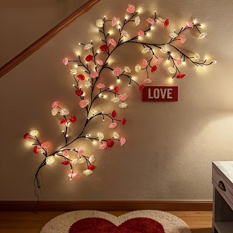 144LED Romantic Rose Branch String Lights USB Powered with 8 Lighting Modes, Warm Rose Vine DIY Decor Lamp for Bedroom Window Wedding Valentine Party, Perfect Mother's Day Gift for Mom Wife Girlfriend, Decorative Led Light