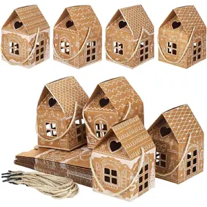 24 count Christmas  Boxes Candy Gingerbread House Mini Christmas Party Favor Box Small Paperboard  Container for Xmas Holiday Party  Cookie Goodie Snack Packaging