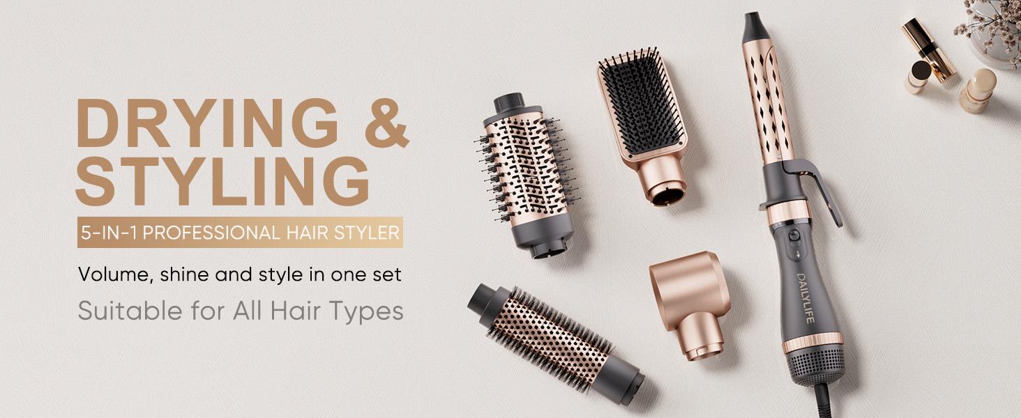 5-in-1 Multifunctional Hair Styling Tool - Comb, Hair Dryer, Curling Wand, Straightening Brush, and More - Ultimate Beauty Essential for All Hair Types