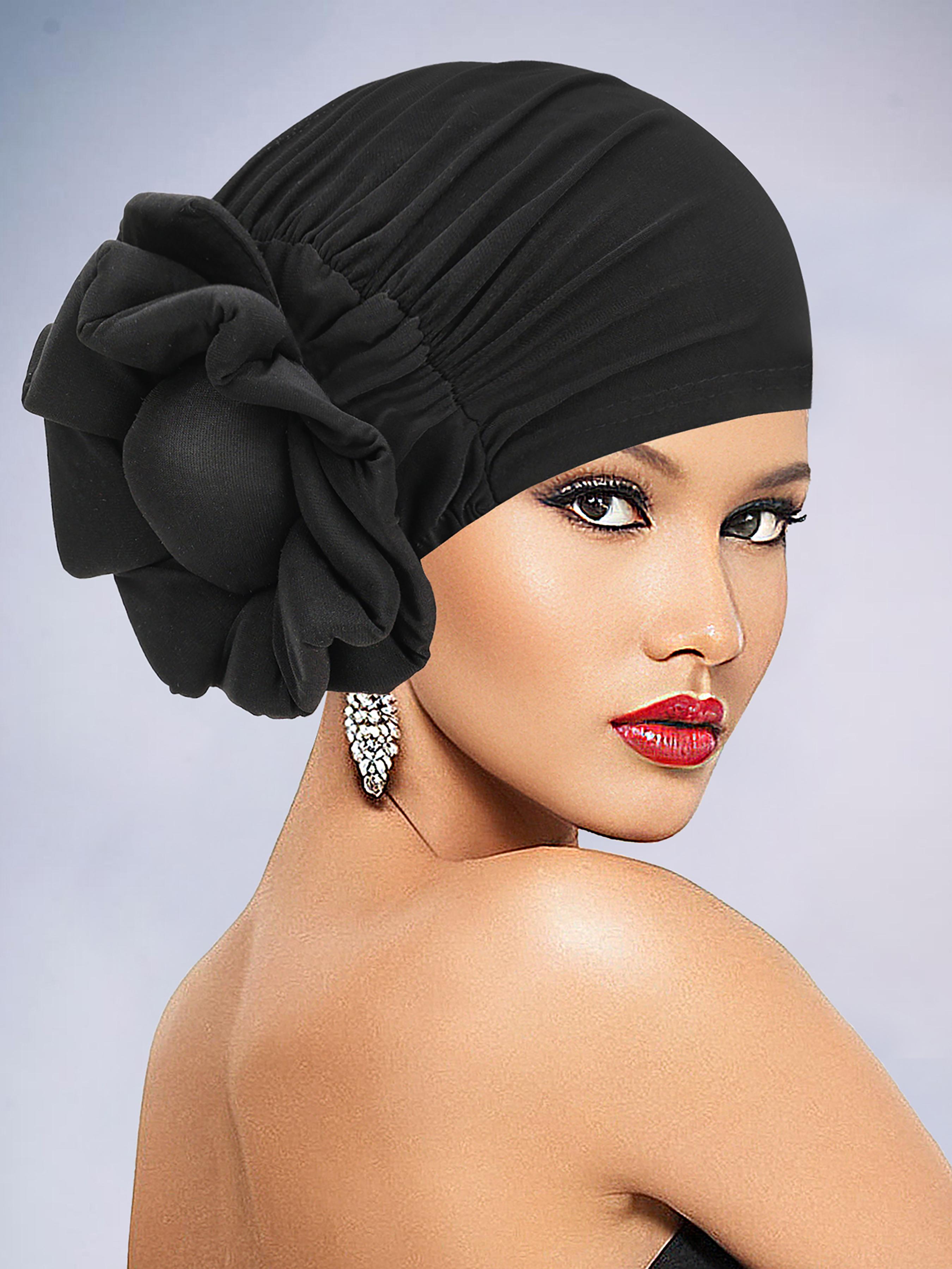 Women's Elegant Flower Design Turban Hat Trendy Breathable Head Wrap, Versatile African-inspired Turban for Daily Use Turban Hijab