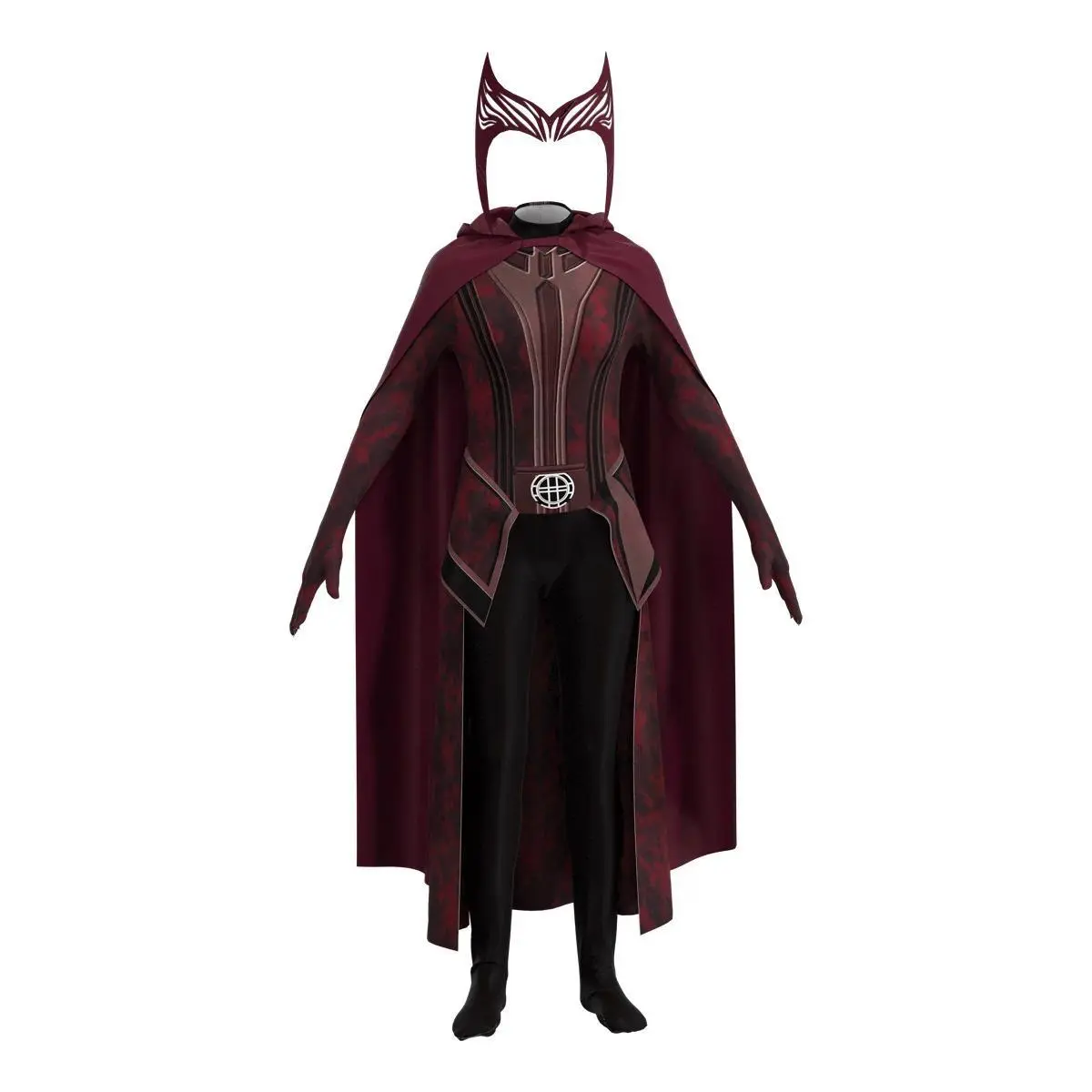Scarlet Cosplay Witch Maximoff Wanda Vision Cosplay Costume Headwear Cloak and Pants Full Set Outfit Halloween Accessories Props