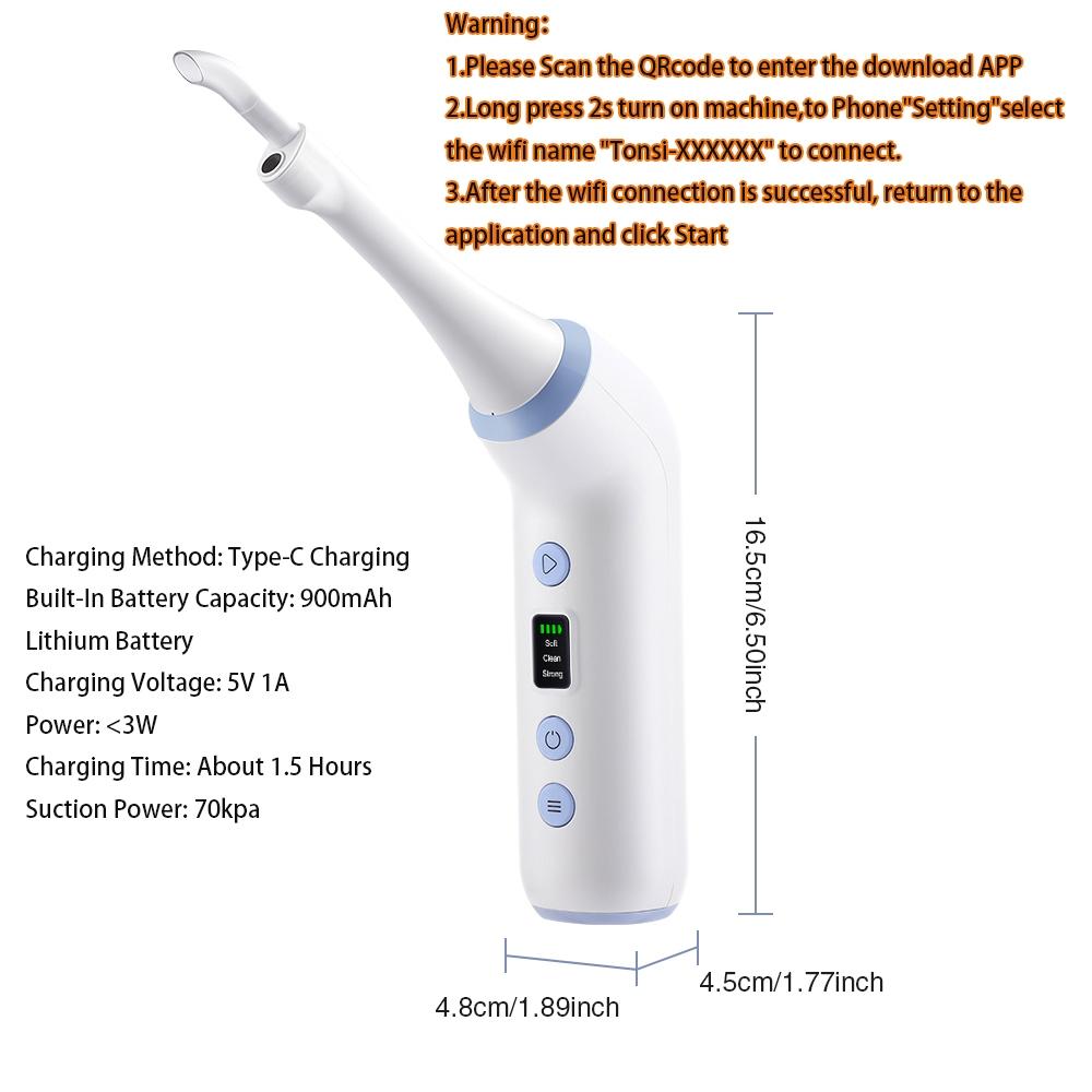Visible Electric Throat Tonsils Stone Remover with Camera LED Light, 3 Suction Levels Oral Cleaning Tool, Dental Cleaner Visible Electric Throat Tonsils Stone Remover with Camera LED Light, 3 Suction Levels Oral Cleaning Tool, Dental Cleaner