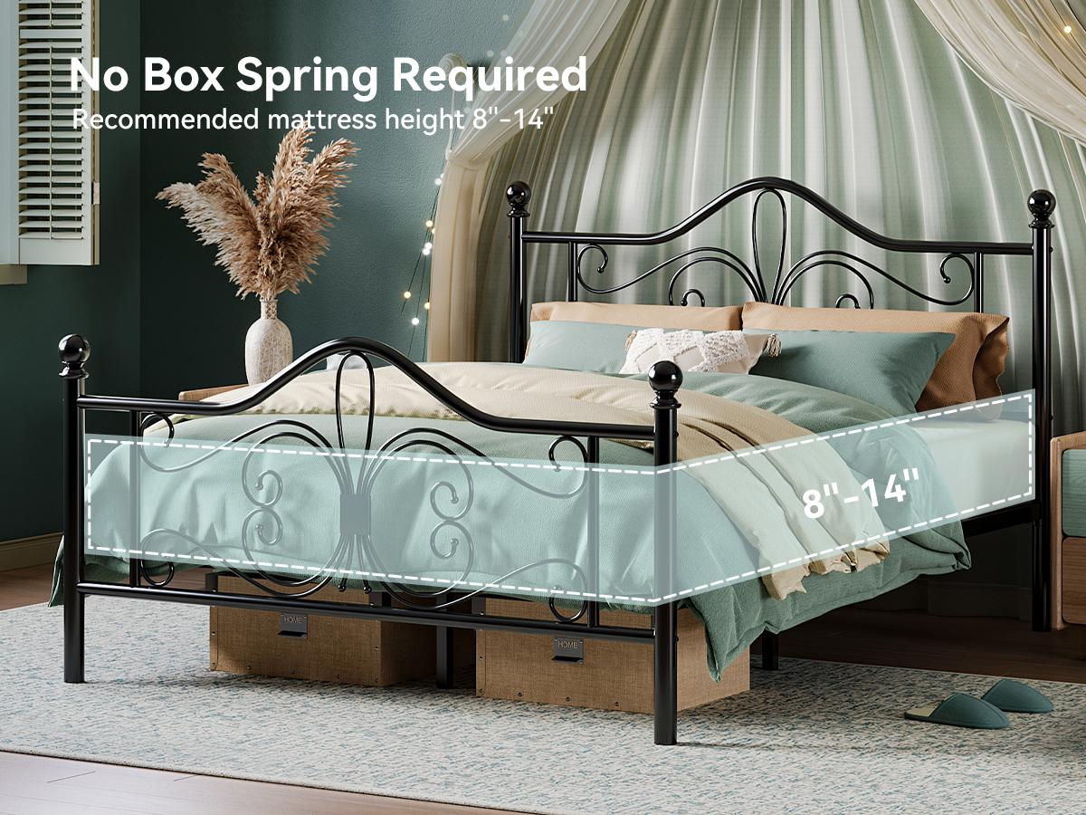 HOOMIC Metal Platform Bed Frame【Frame Only No Mattress】with Charming Butterfly Design, No Box Spring Required,White/Black,Twin/Full/Queen