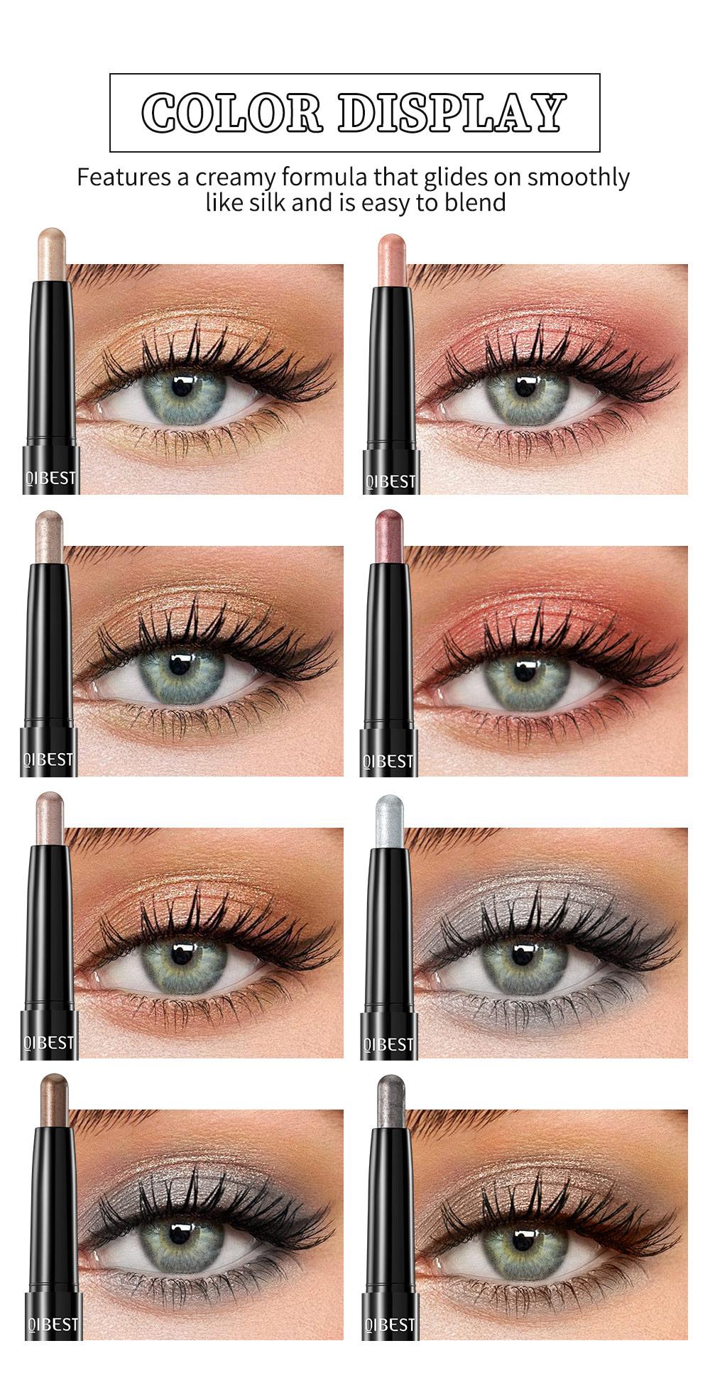 8 Color Shimmer Highlighter Eyeshadow Stick, Long-Lasting Natural Brightening, Lazy Eye Shadow Brush Set, One-Touch Application