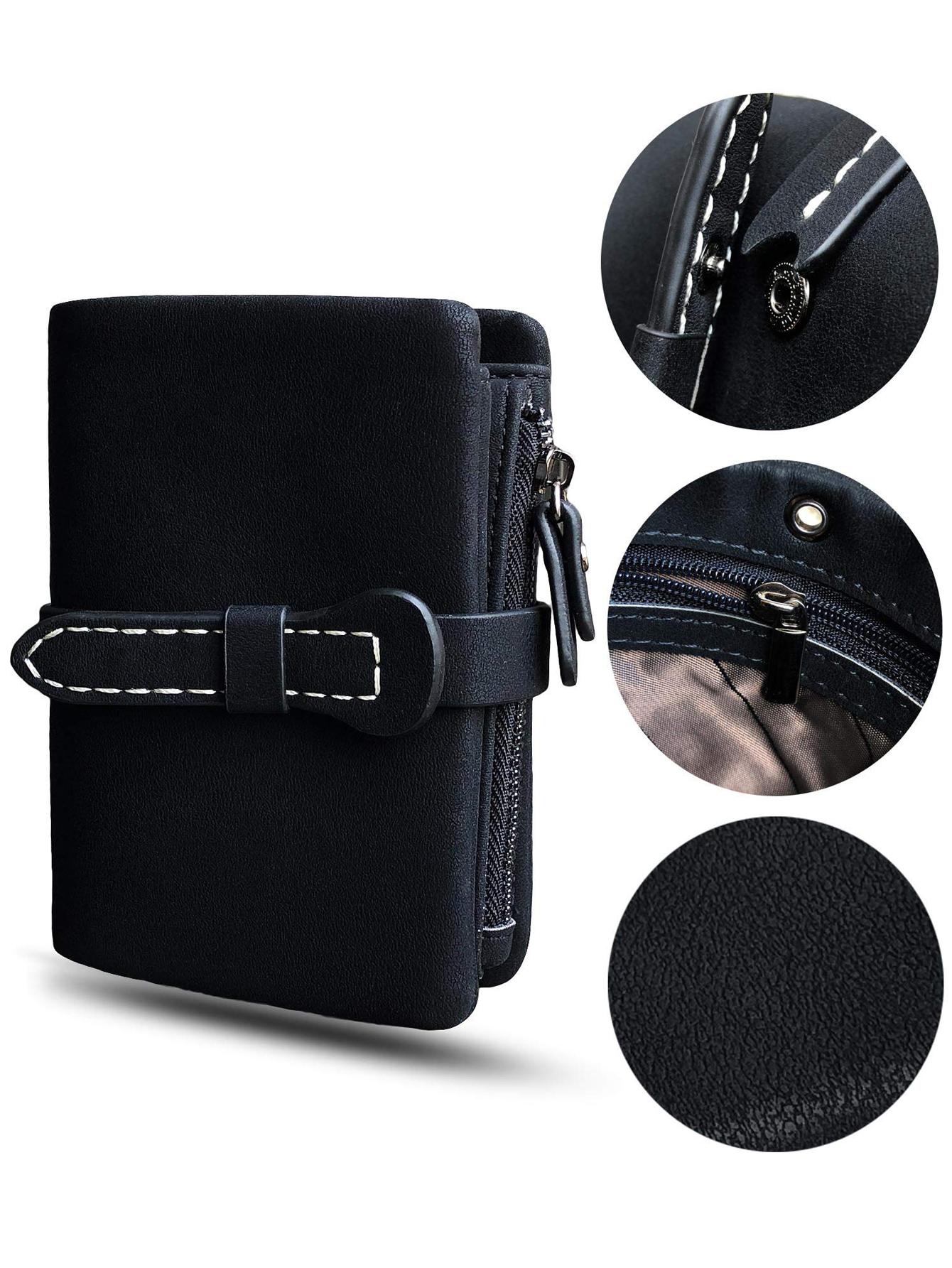 Women's Elegant Minimalist Short Wallet with Wristlet, Casual Versatile Zipper Card Slots Wallet, Trendy Wallet for Daily Use