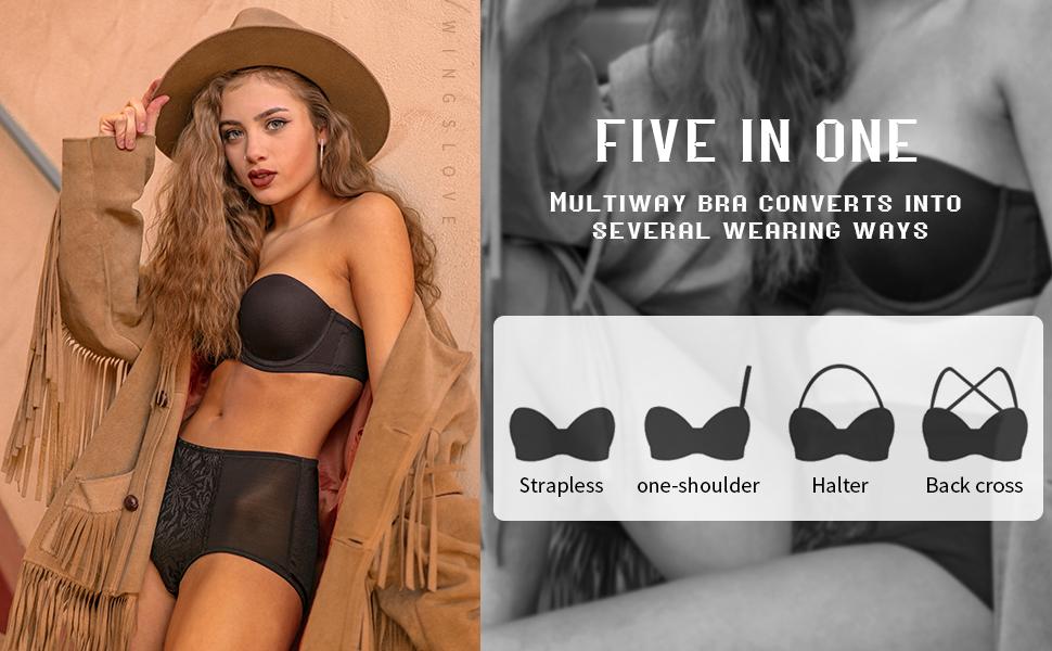 Wingslove Women's Solid Color Detachable Straps Comfort Full Figure Underwire Basic Bra