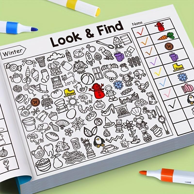 Interactive Seek-and-Find Coloring Book 🎨🔍 - 800+ Images (Ages 3+), Preschool Learning Tool, Black Friday Deal: Ideal Christmas Gift for Daycare 🎁