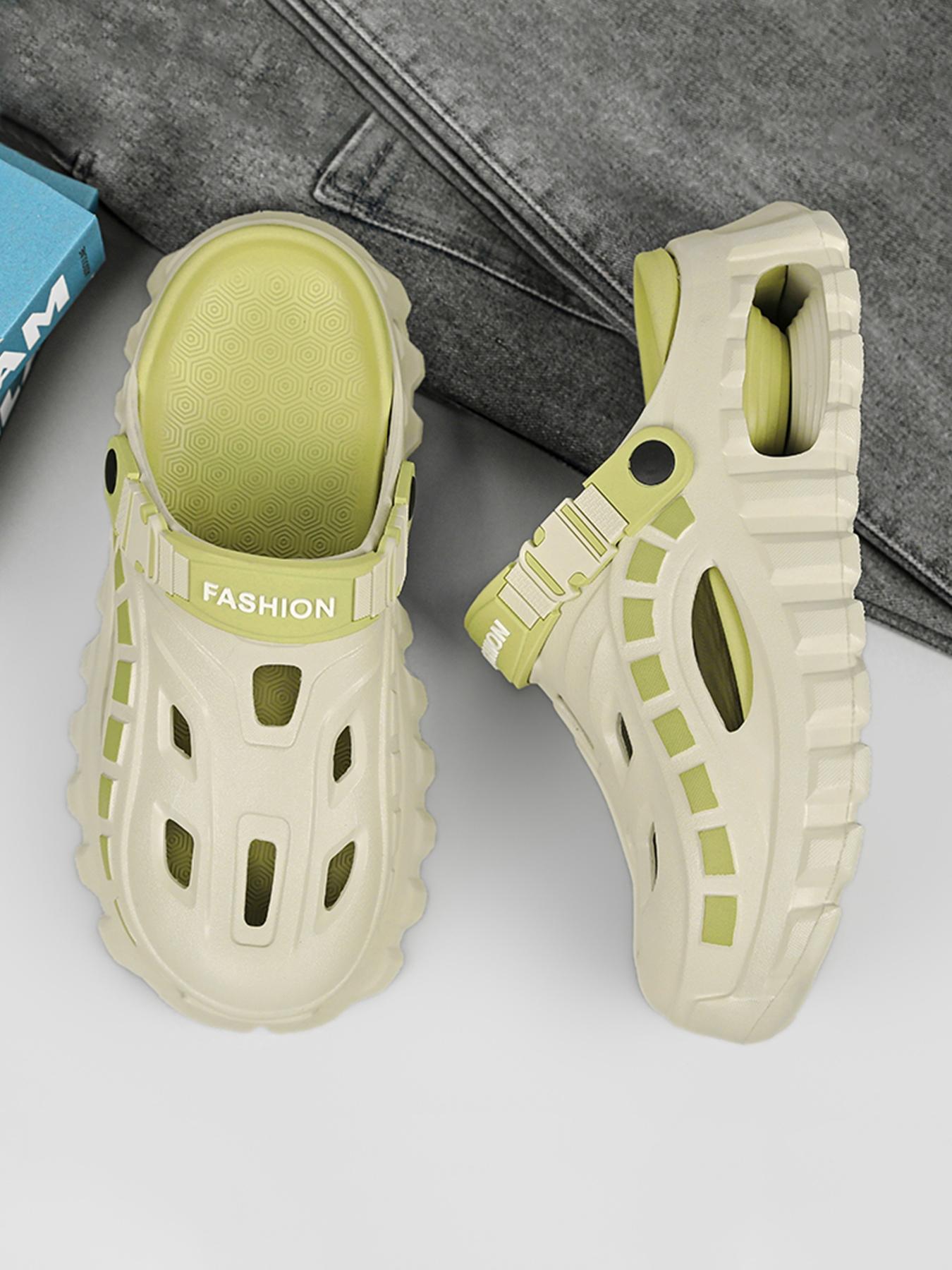 Men's Summer Outdoor Breathable Nonslip Thick Sole Non-Slip Lightweight Open-Toe Slippers, Casual Beach Sandals, Versatile Comfortable Hole Shoes, Textured Design Clogs