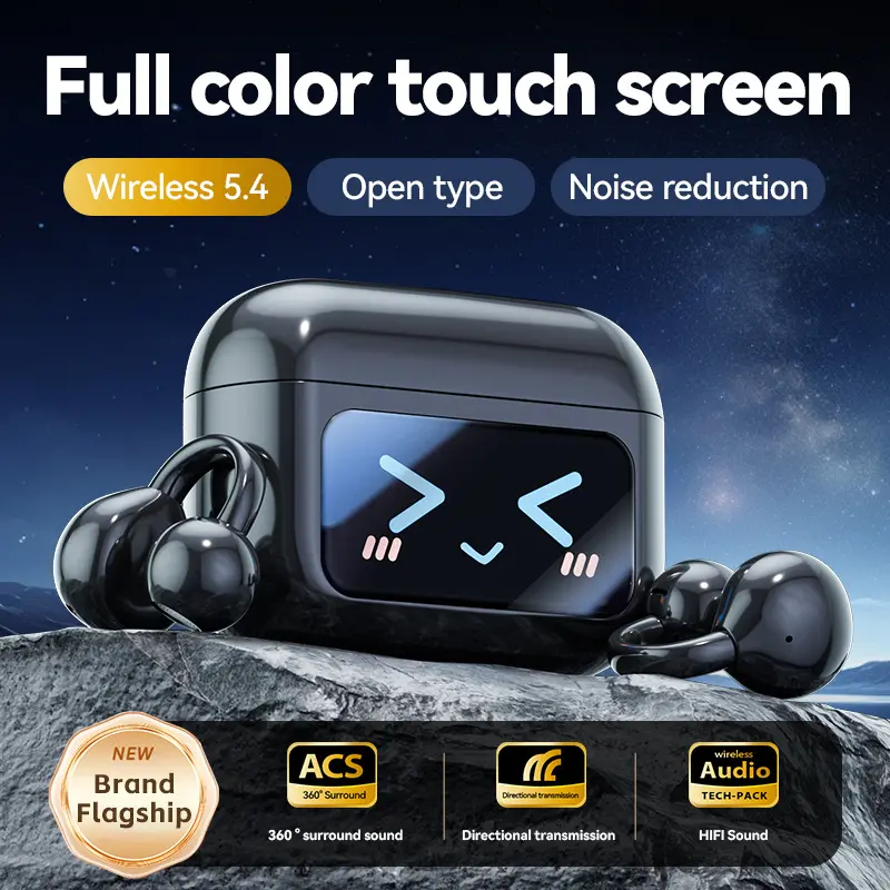 M100 cross-border best-selling clip-on touch-controlled smart color screen high-quality Bluetooth earphones direct from the factory