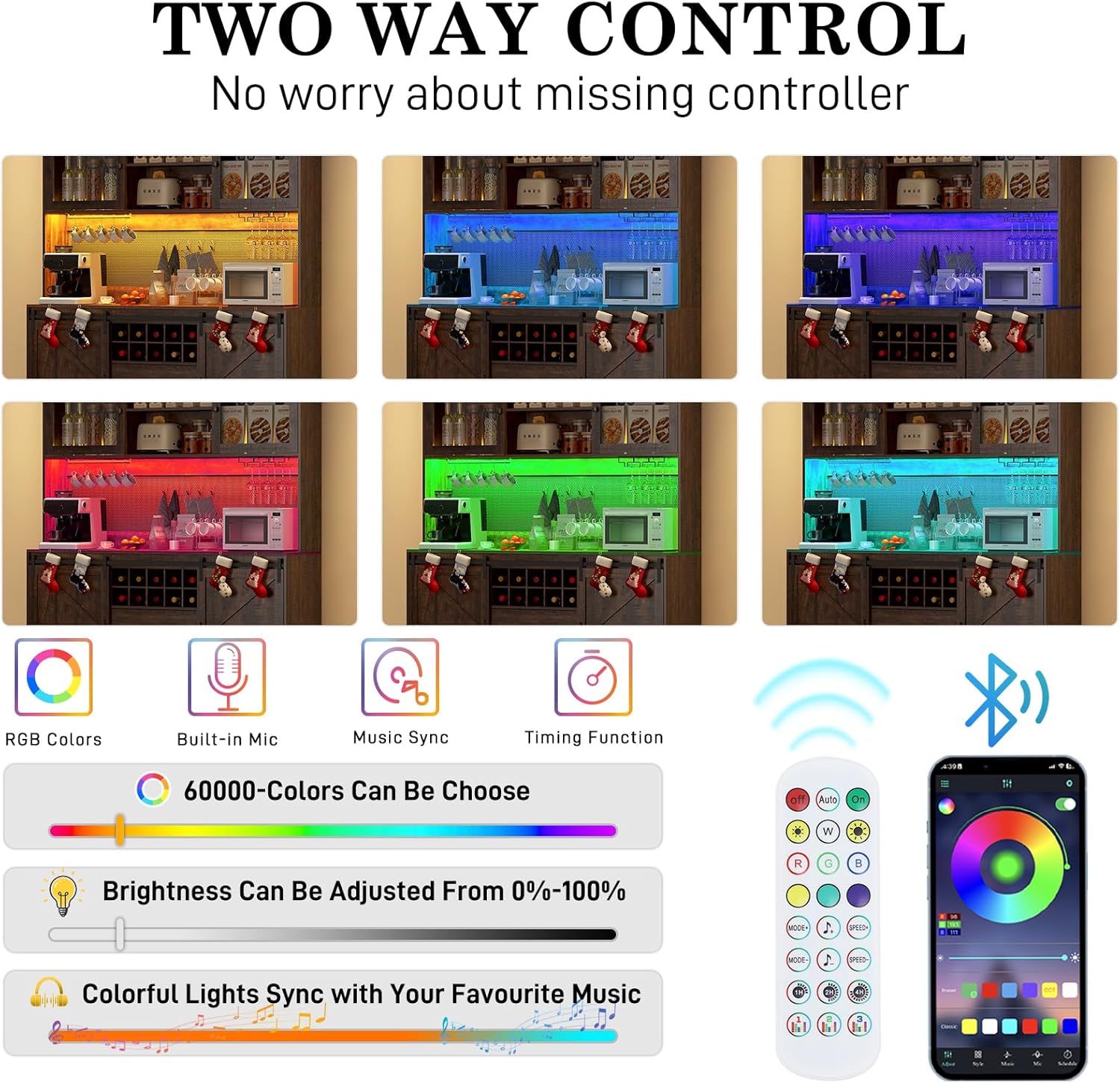 74" Farmhouse Kitchen Pantry Storage Cabinet with LED Light & Charging Station, 63" W Coffee Bar Cabinet Kitchen Cupboard with Hutch and Sliding Barn Doors, Pegboard