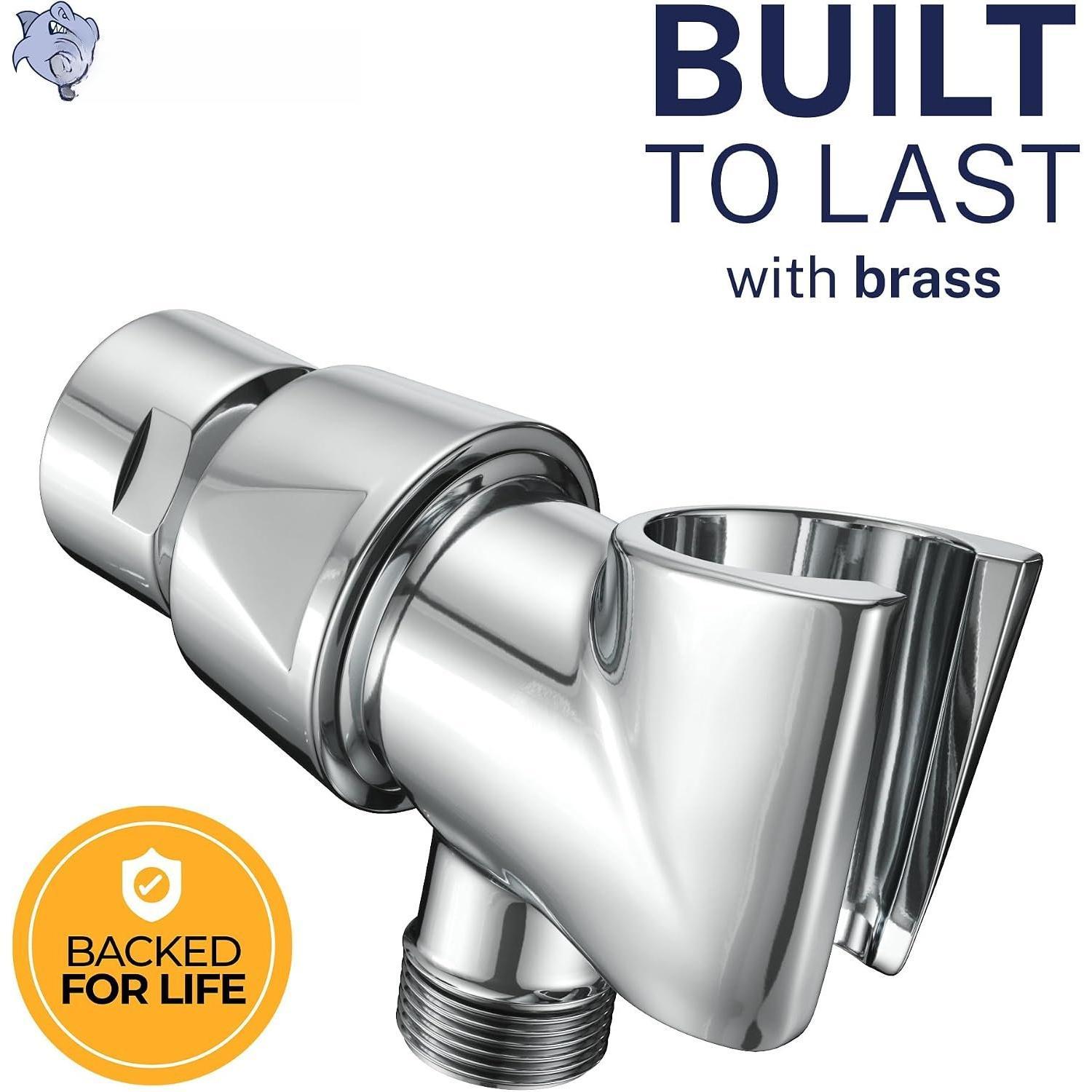 ® Solid Metal Handheld Shower  Holder - Chrome - Adjustable Shower Wand Holder with Wall Hook Bracket and Pivot Ball - Hand Held Shower  Holder - Shower Hose Holder