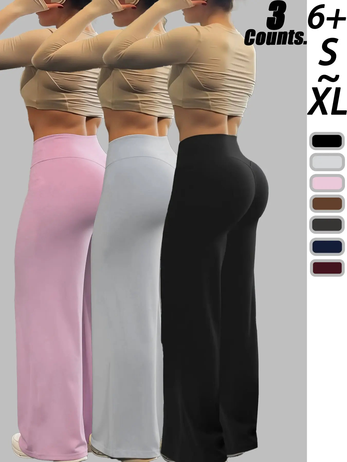 Women's Sporty High-Waisted Wide-Leg Pants, No Pocket Yoga Leggings, Ideal for Outdoor Activities, Gym, Daily Wear, Elastic Waist Leggings
