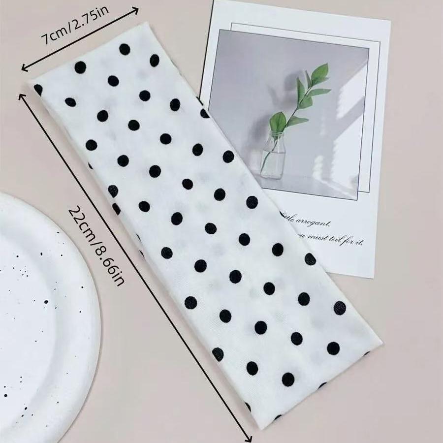 Elegant Polka Dot Print Elastic Hair Bands, Suitable for Daily Wear, Fitness, Running, Yoga, Sweatproof Anti-Slip, Bohemian Style Headscarf, Headbands Women