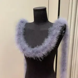 2 Meter Marabou Feather Boa Faux Fur DIY Apparel Sewing Fluffy Trim Cuff Strip Home Decor Artificial Fur Stripe Decor