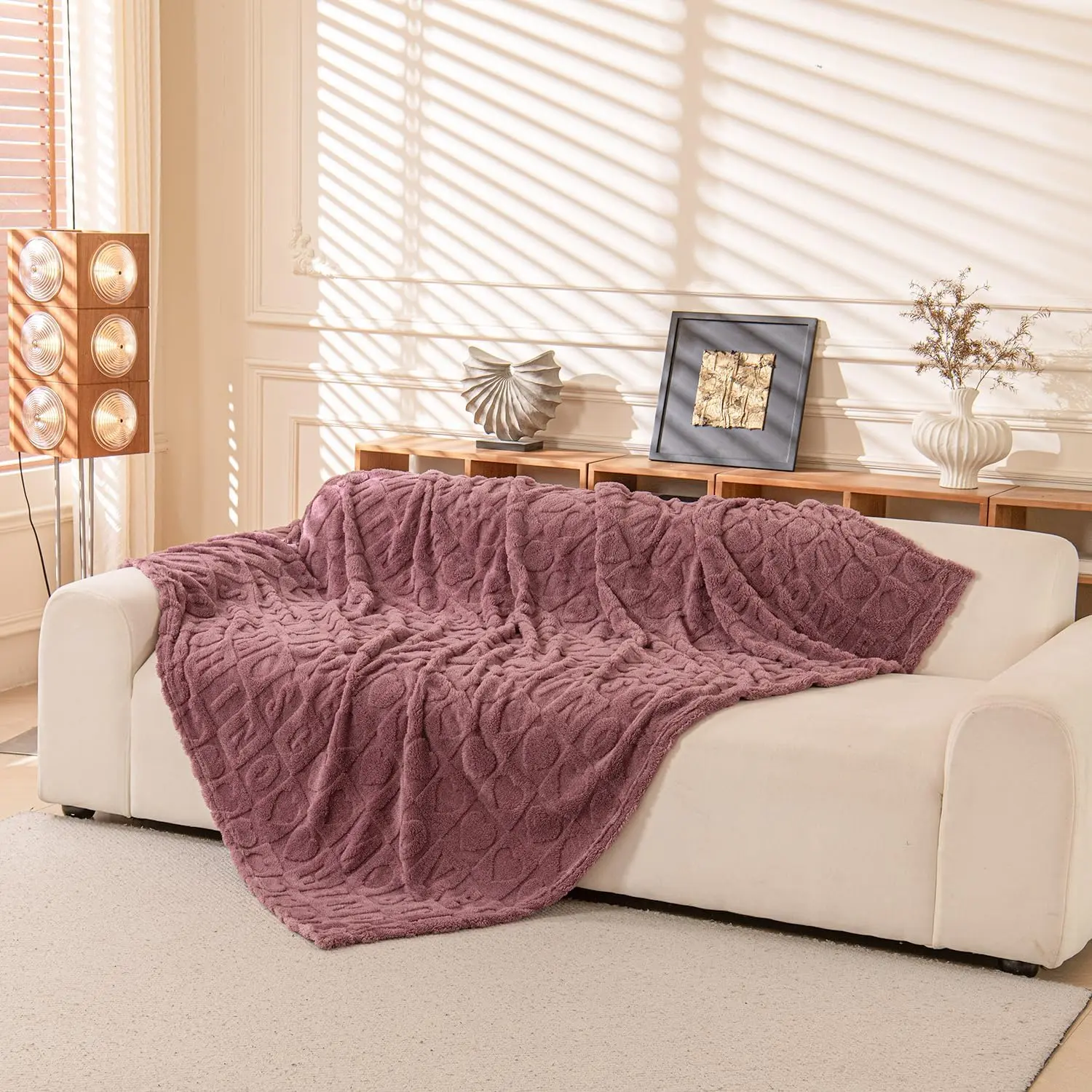 Super Soft Throw Blanket,  Checkered Heart  Blanket 60 x 80 Inches | Dusty  Love Silky Flannel Fleece for Bed Couch Office and Study, Lightweight Warm -