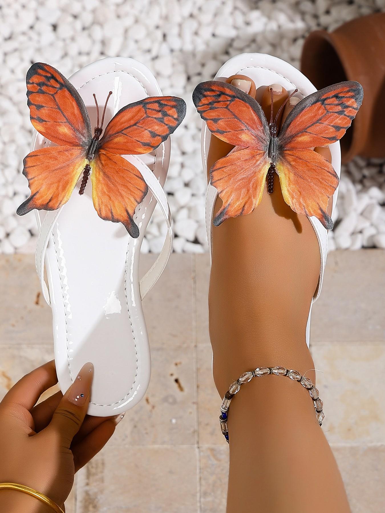 Women's Butterfly Sandals, Summer Monarch Beach Flip Flops, Cute Vacation Slippers, Comfortable and Stylish Footwear