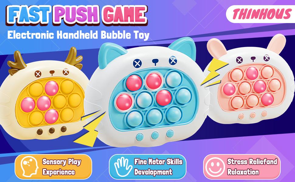 Fast Push Bubble Game, Stress Relief Toys, Decompression Breakthrough Puzzle Pop Button Gopher Game Machine, Novelty Fidget Toys Party Favor Gifts for Kids Adults, Handheld Toy for 3+ Year Old Boy Girl (Blue Cat)
