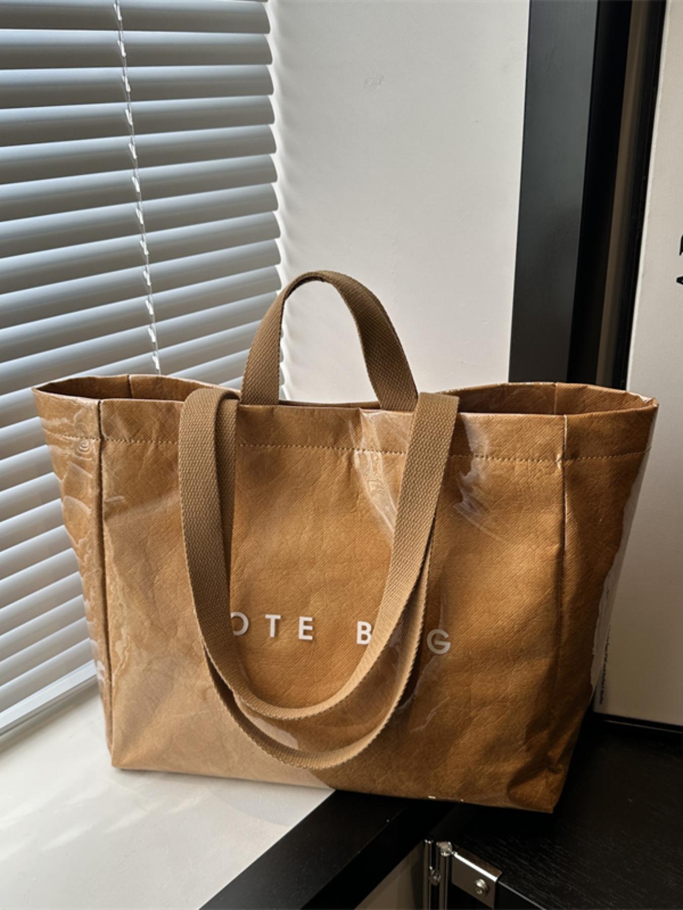 Women's Solid Color Tote Bag Office Work Bag, Fashionable Large Capacity Shoulder Bag for Work & Daily Used, Casual Trendy Versatile High-quality Daily Commuting Bag