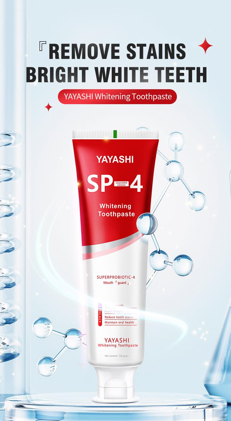 YAYASHI SP-4 Ultra Probiotics Whitening Toothpastes,Deep Cleansing for Coffee Stain,Tea Stain,Wine Stain, Bad Breath,Oral PH Balance healthy toothpaste pasta dental oral health natural oral oral health management