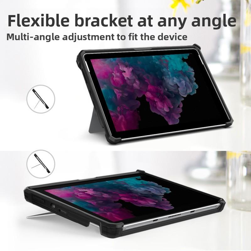 Heavy Duty Shockproof Case for Microsoft Surface Pro 8 7, Surface Go 2 3, Rugged Protective Cover with Pen Holder, Kickstand & Adjustable Shoulder Strap, Full Body Drop Protection Case for Business/Outdoor/Travel Use
