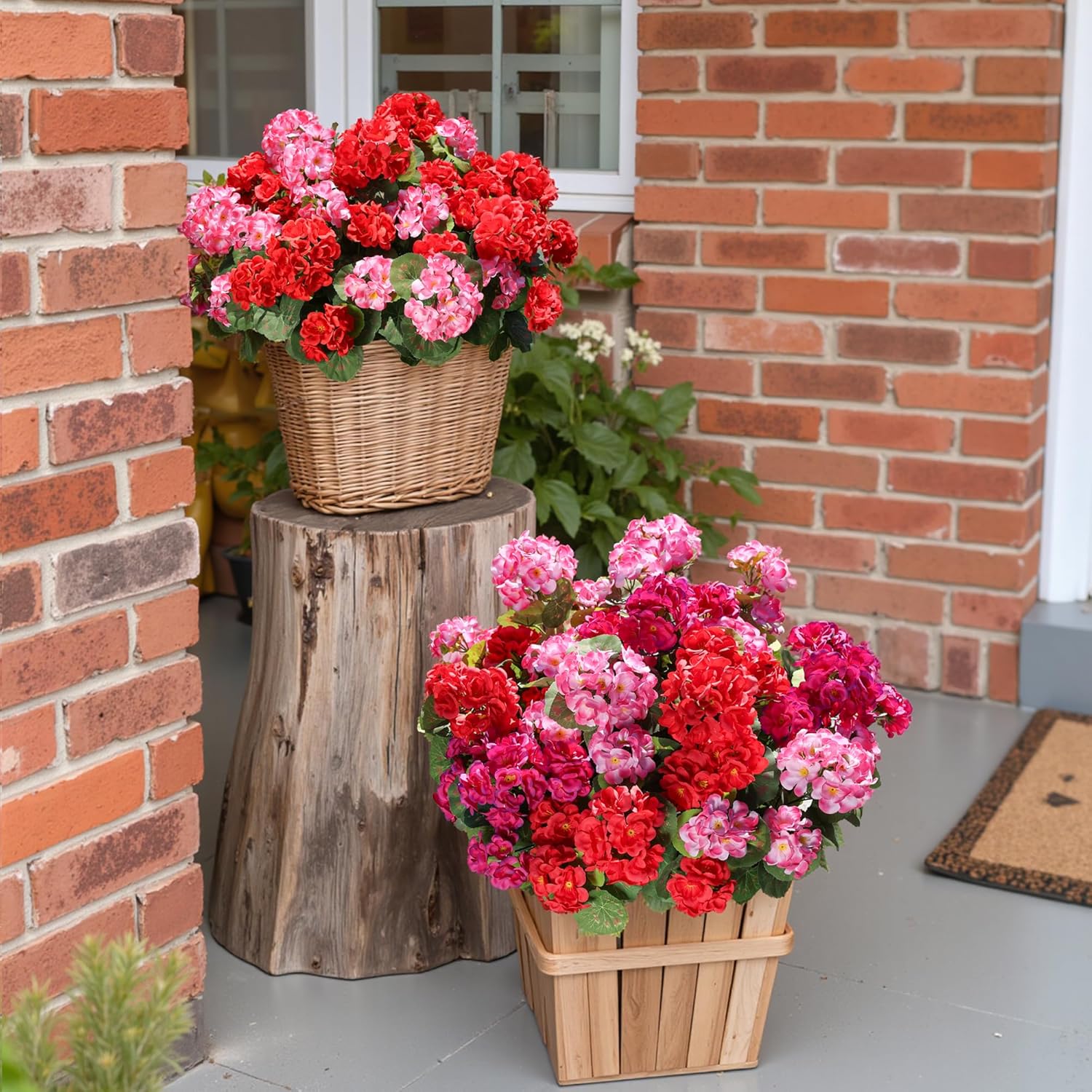 Artificial Geraniums Fake Flowers for Outdoors Decoration, 6 Bundles Silk Geraniums Flower UV Resistant Look Real Faux Plants Fake Blossom Plants for Front Door Garden Porch Planter Patio Balcony Yard Indoor Home, Mix #TOP PICKS