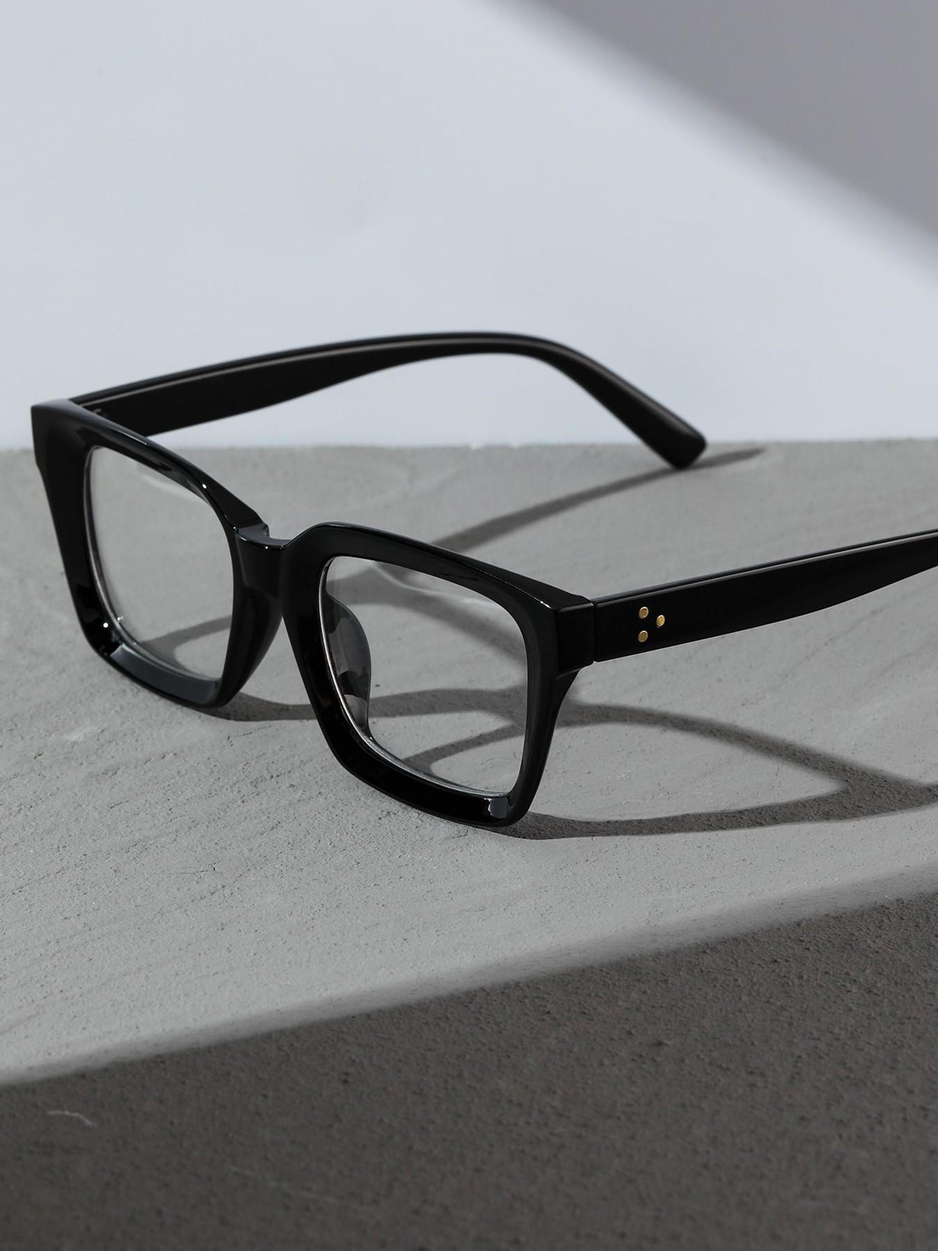 Unisex Square Frame Glasses, Blue Light Blocking Reading Glasses, Casual Daily Use, Decorative Lens, Suitable for Work and Fashion