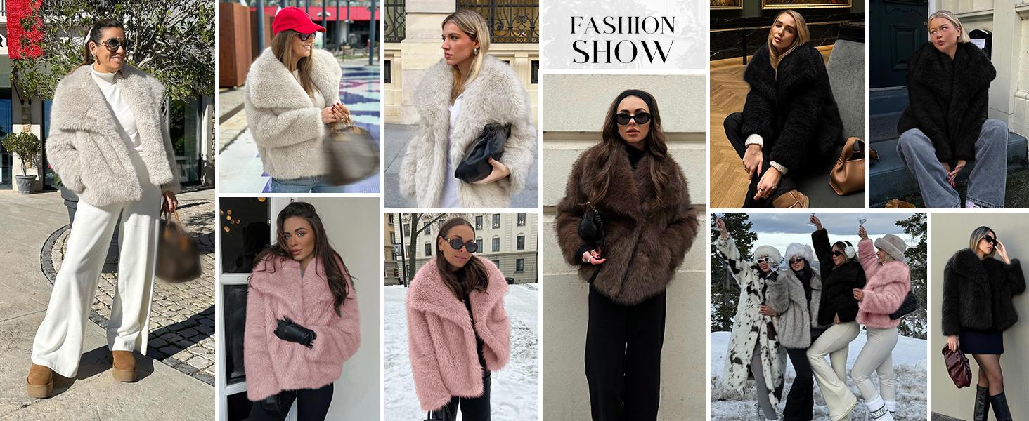 Arssm Women’s Faux Coat - Fluffy Elegant Warm Outerwear for Cold Weather or Night Out Winter Jacket Womenswear Arssm Women’s Faux Coat - Fluffy Elegant Warm Outerwear for Cold Weather or Night Out Winter Jacket Womenswear