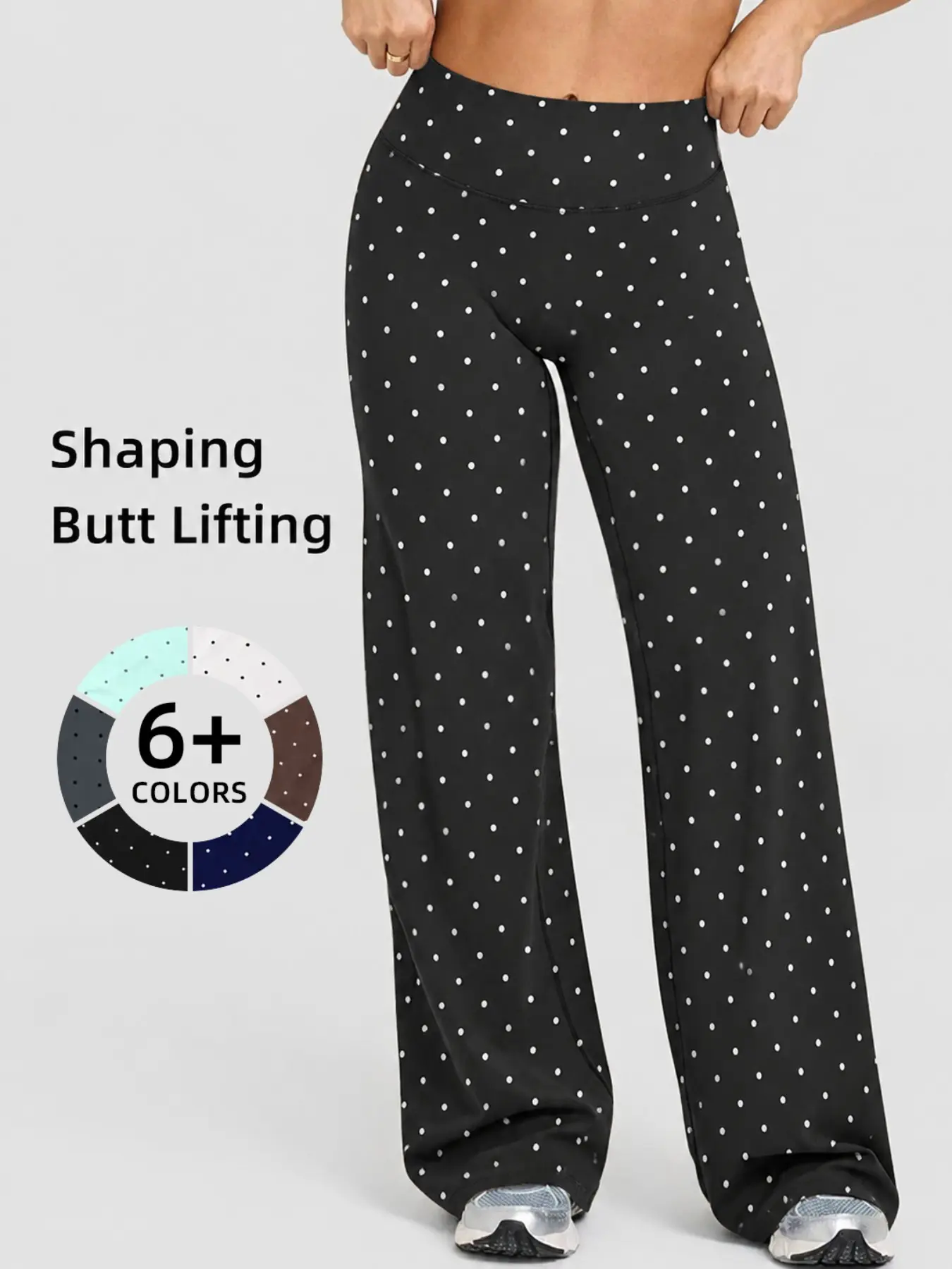 Women's Dot Print Sporty Yoga Pants, Comfortable Casual Wear, Elastic Waist, Long Regular Fit, Fall & Winter Fashion