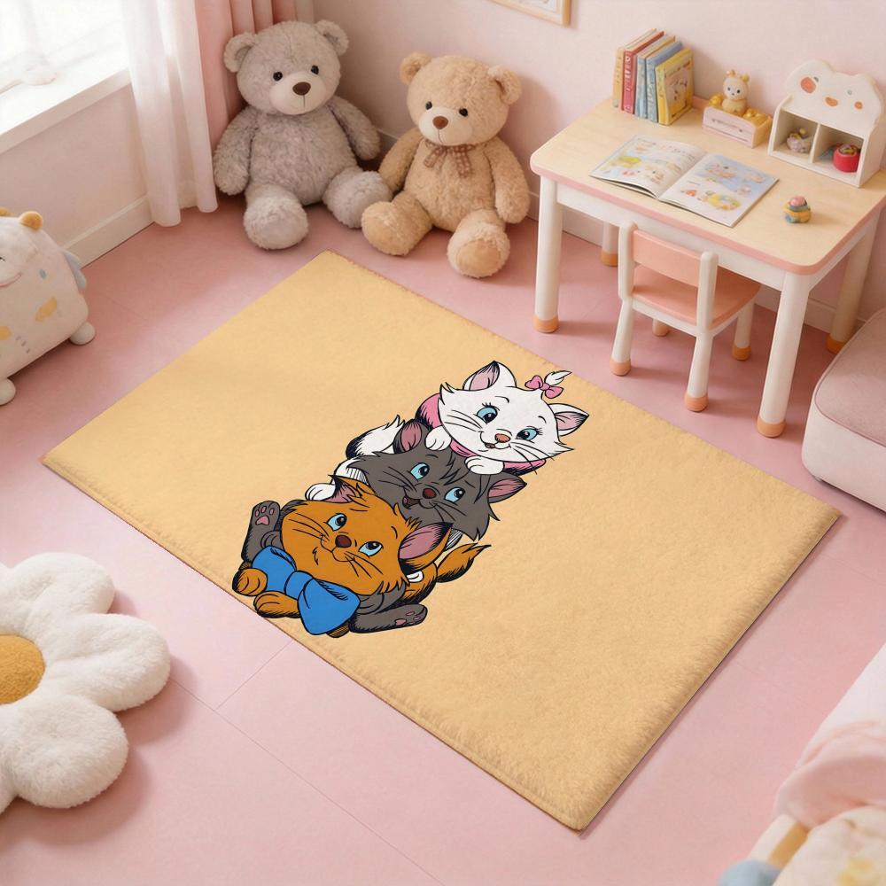 T-The Aristocats cartoon Floor Mat Thickened Soft Flannel Rug – Non-Slip, Absorbent & Wear-Resistant Indoor Mat for Entryway, Living Room & Daily Home Use