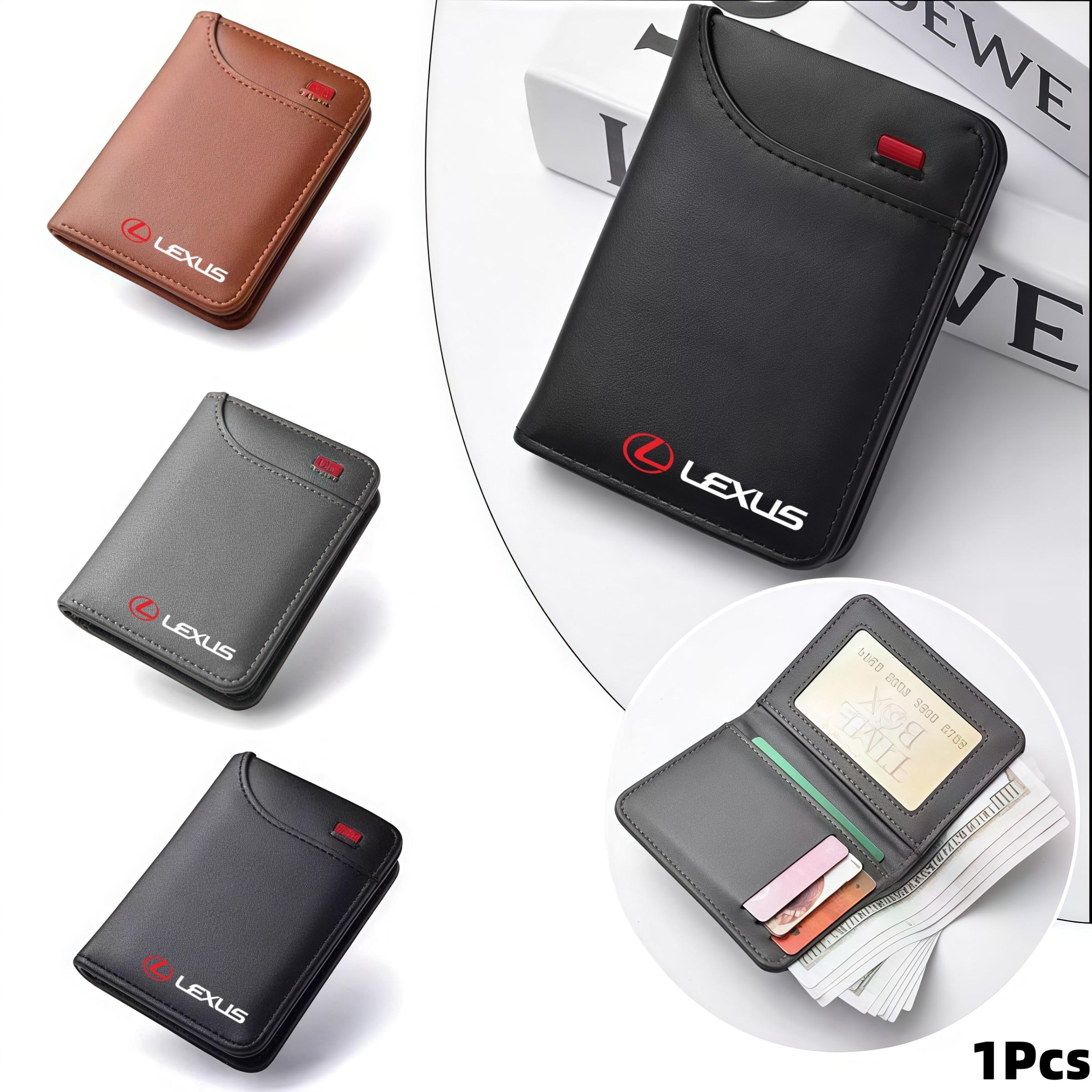 Fashion Minimalist Car Badge Wallet, Leather Mini Credit Card Case, Portable Small Wallet for Lexus Models, Car Accessories