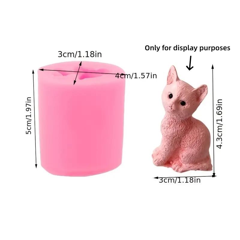 3D Cat Shaped Candle Silicone Mold, 3 Counts Resin Clay Soap Mold, DIY Craft Mold for Decoration and Making Crafts