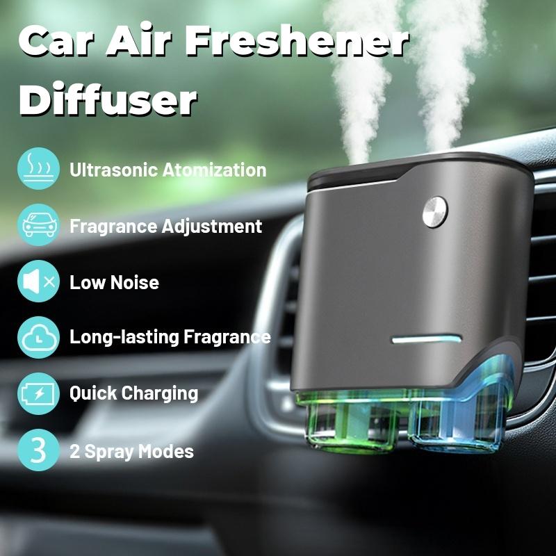 New Car Air Freshener Diffuser, Dual Sprayer Car Aroma Diffuser with 4/8 Essential Oils,Car Interior Accessories,Luxury Aromatherapy Gift Woody Fruity Aromatic