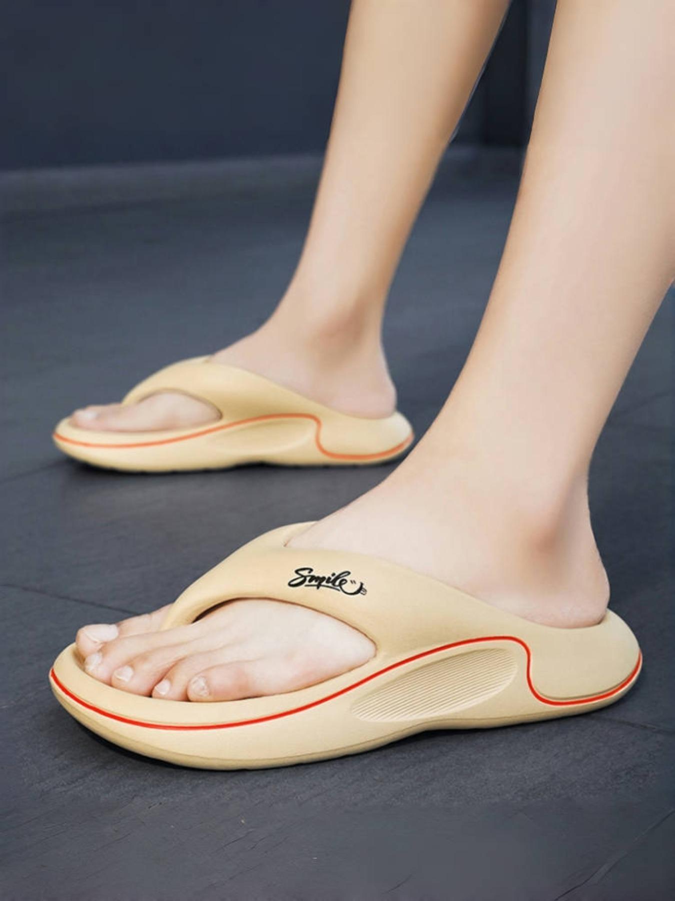 Women's Black Massage Sole Flip-Flops: Anti-Slip Texture + Unique Design, Bathroom Home Lazy Shoes