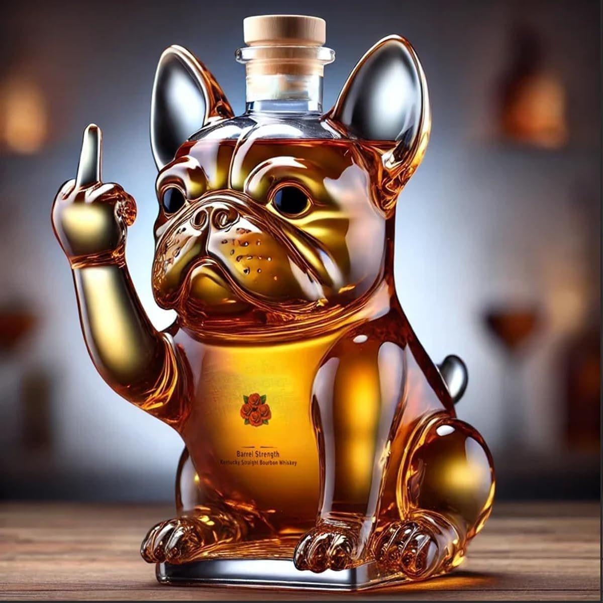 2026 New Design French Bulldog-Shaped Whiskey Bottle, Fun Dog Glass Bottle, Bar & Home Décor Accessory, Unique Gift Idea