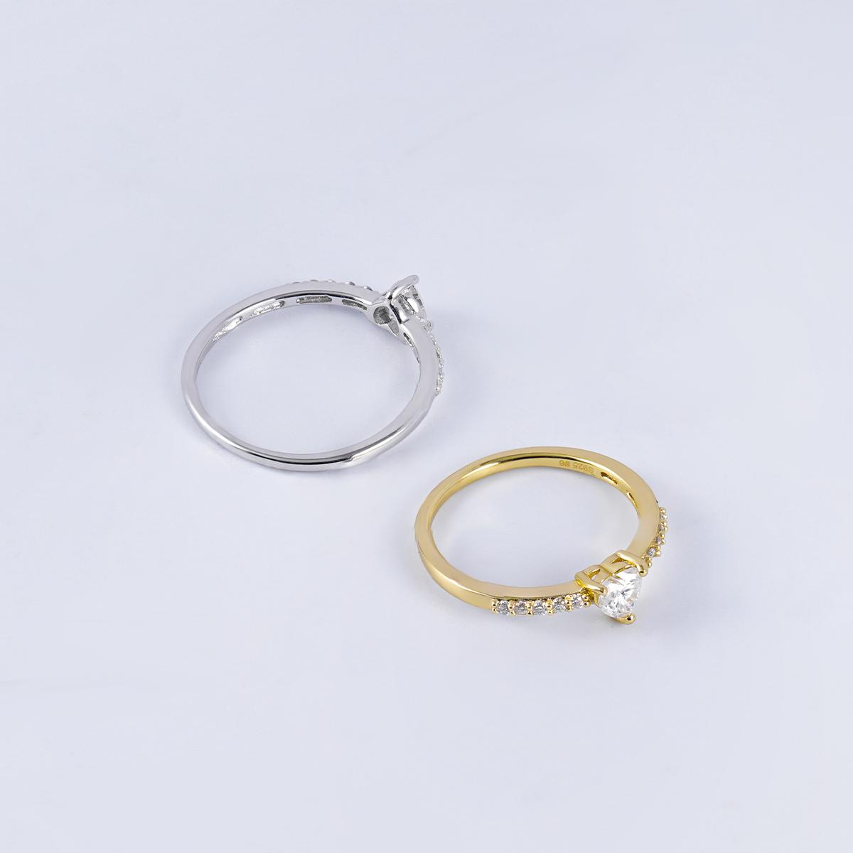 Delzzad 14k Gold-Plated Chic Iced Out Heart Ring Lab-Created Moissanite Ring S925 Sterling Silver/Copper Moissanite Jewelry Perfect Christmas Gift