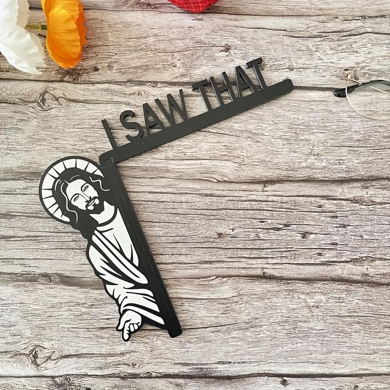 2D Vintage Wooden 'i Saw' Sign, Humorous Wall Decor, Ideal for Home Office, Horizontal Placement, Classic Door Frame Decoration