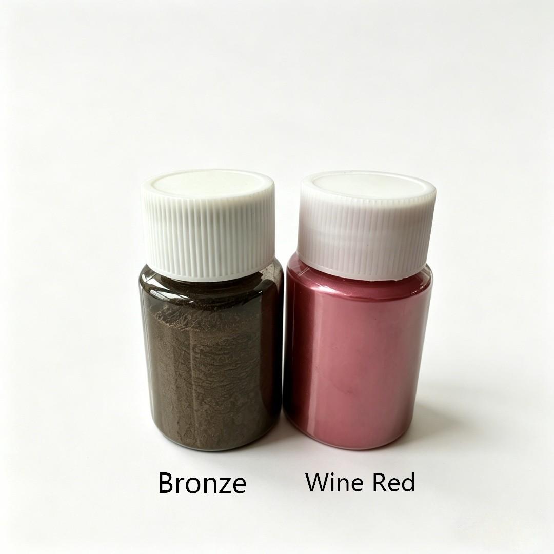 Bronze and Wine Mica Powder Set, Metal Resin, Candle Dye, Soap Clay Nail Art, DIY Craft Kit, 10g Per Bottle, 2 Pieces/set