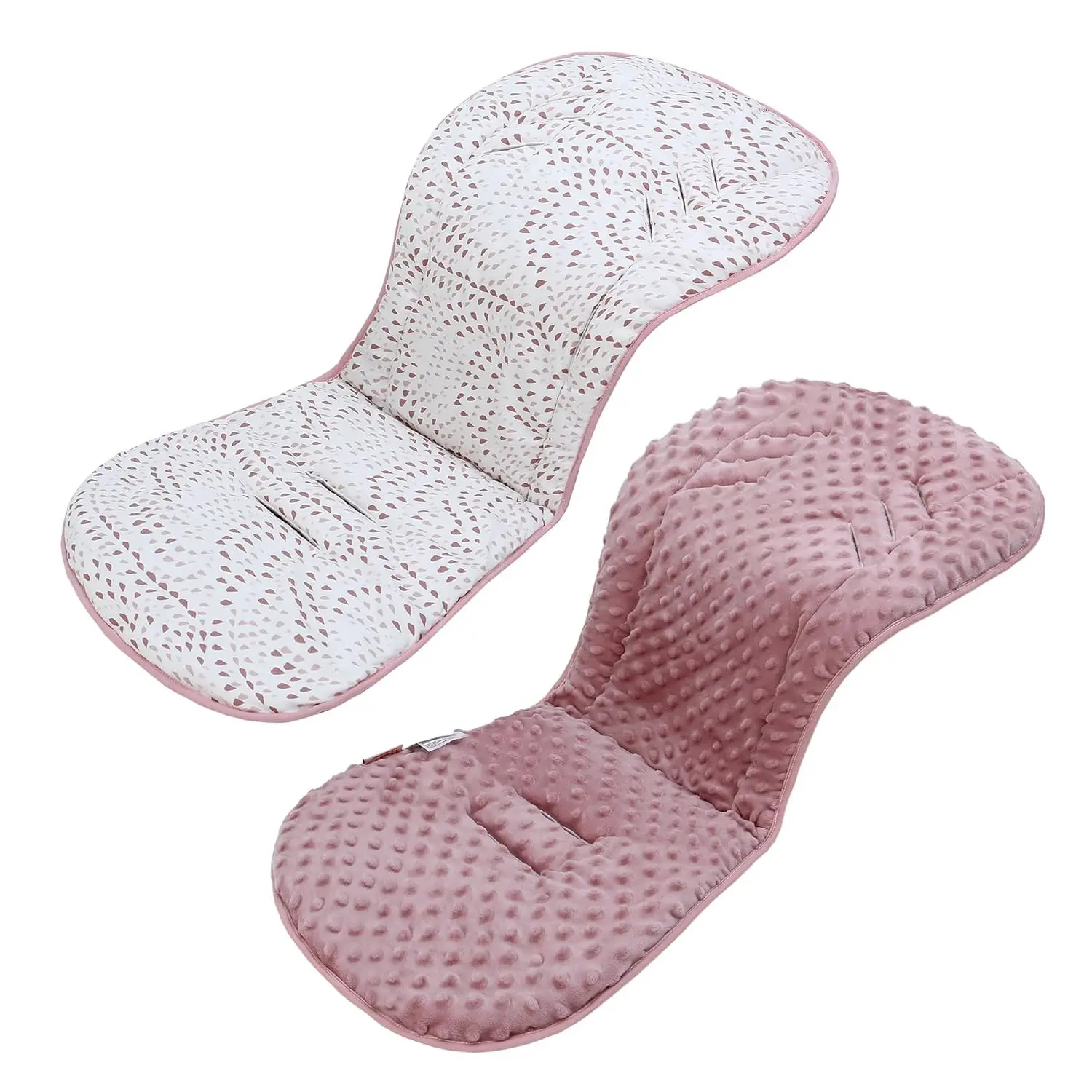 Soft Reversible Universal Breathable Baby Stroller Cushion, Cotton Printed Newborn Stroller Seat Liner Pad, Infant Car Seat Insert, 82x37cm 1 Pack (Pink Raindrops)