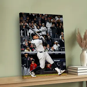 1 piece framed canvas print of a baseball player - dynamic pose, holding a baseball bat, suitable for home, office, cafe wall decoration - modern aesthetic, sports-themed artwork, baseball room decor