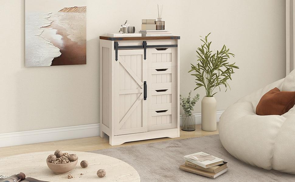 [SummerVibes] Vabches Farmhouse Bathroom Floor Storage Cabinet, Bathroom Cabinet with Drawer, Floor Storage Cabinet, Farmhouse Storage Cabinet for Bathroom, Kitchen, Living Room, Rustic Style Cabinet