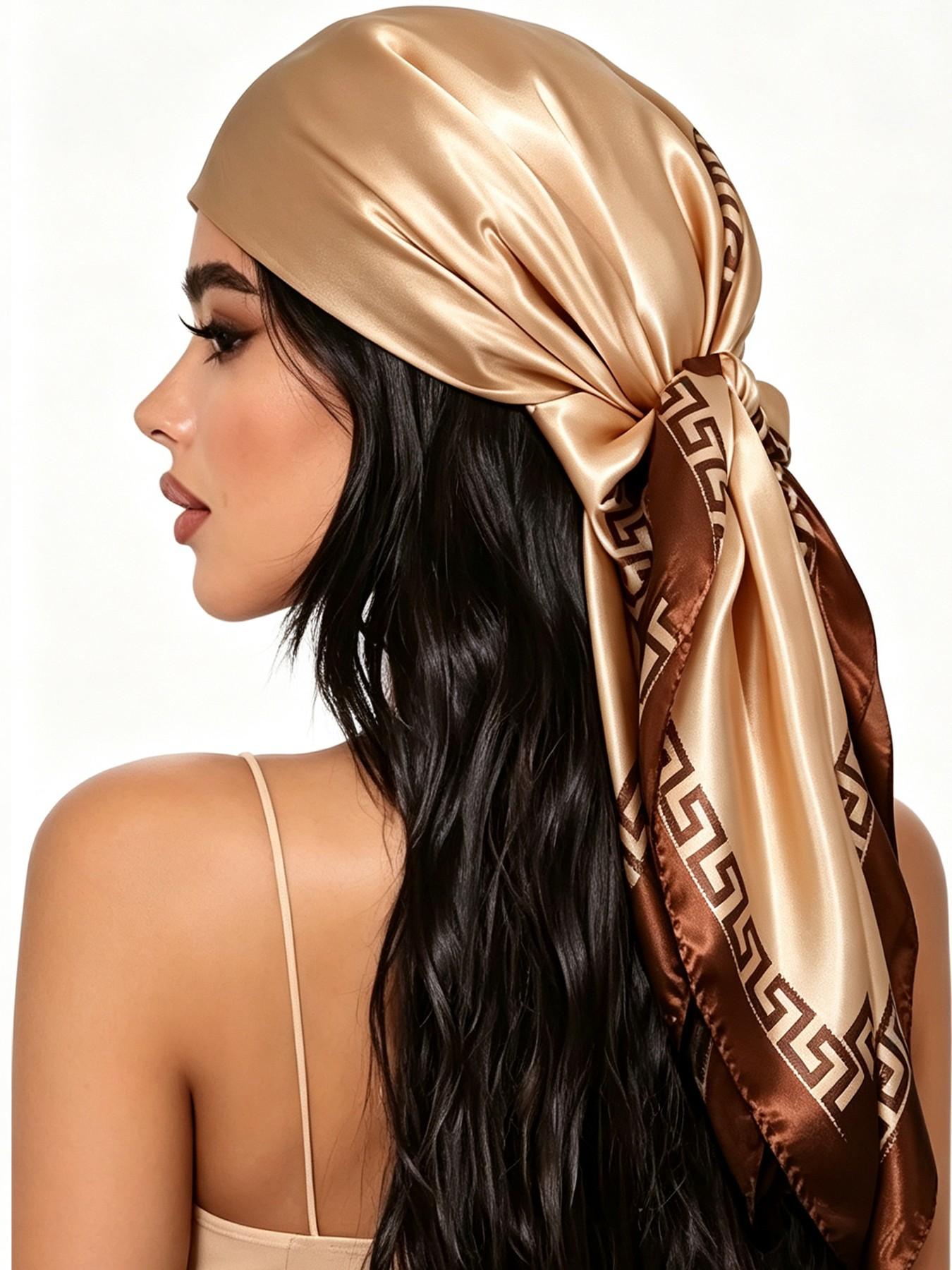 Luxury Solid Color Geometric Silk Scarf, Versatile Accessory for Shirt Collar, Bag Strap, Wrist Tie, Headband, Business Casual Wear, Versatile Headscarf